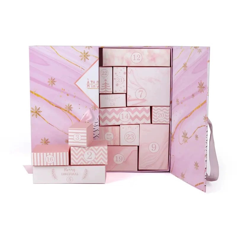 Pink Marble Advent Calendar 2025 24-Day Christmas Countdown Box