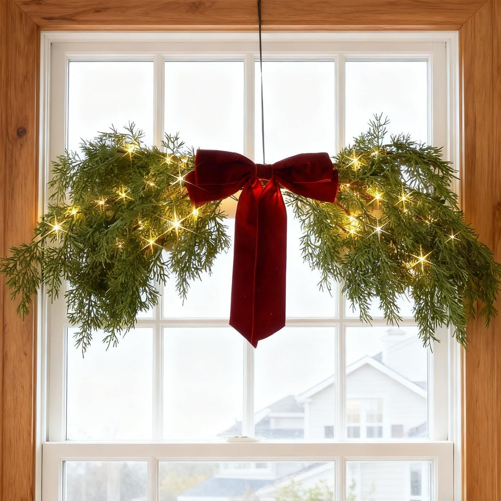 🎄Christmas Sales 50% OFF 🎀Lighted Cedar Pine Swag with LED Fairy Lights