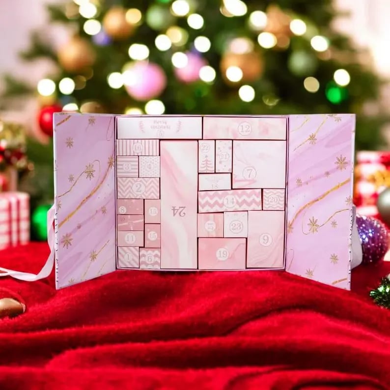 Pink Marble Advent Calendar 2025 24-Day Christmas Countdown Box