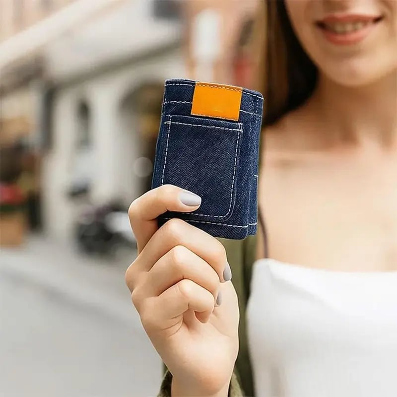 🏆Hot Sale⚡Mini Jeans Shaped Wallet - Denim Bifold Wallet for Men & Women