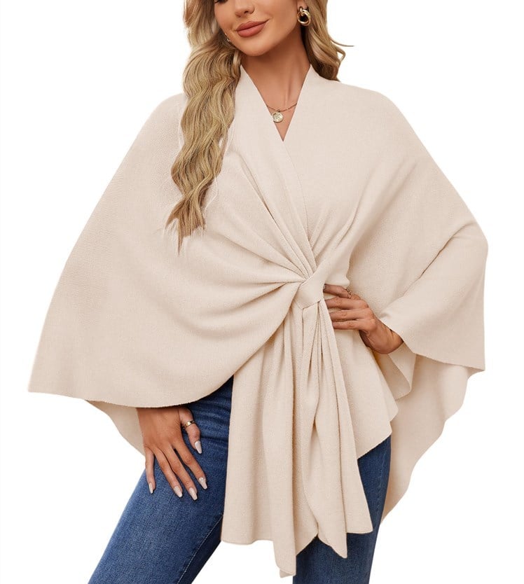 🔥Elegant Shawl Wraps Soft Open Front Poncho Sweater