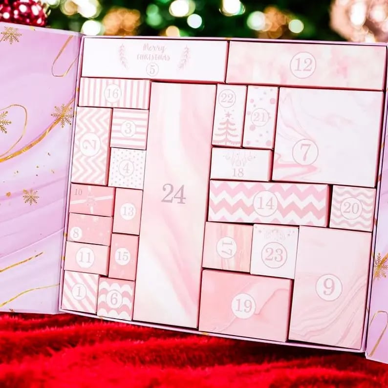 Pink Marble Advent Calendar 2025 24-Day Christmas Countdown Box