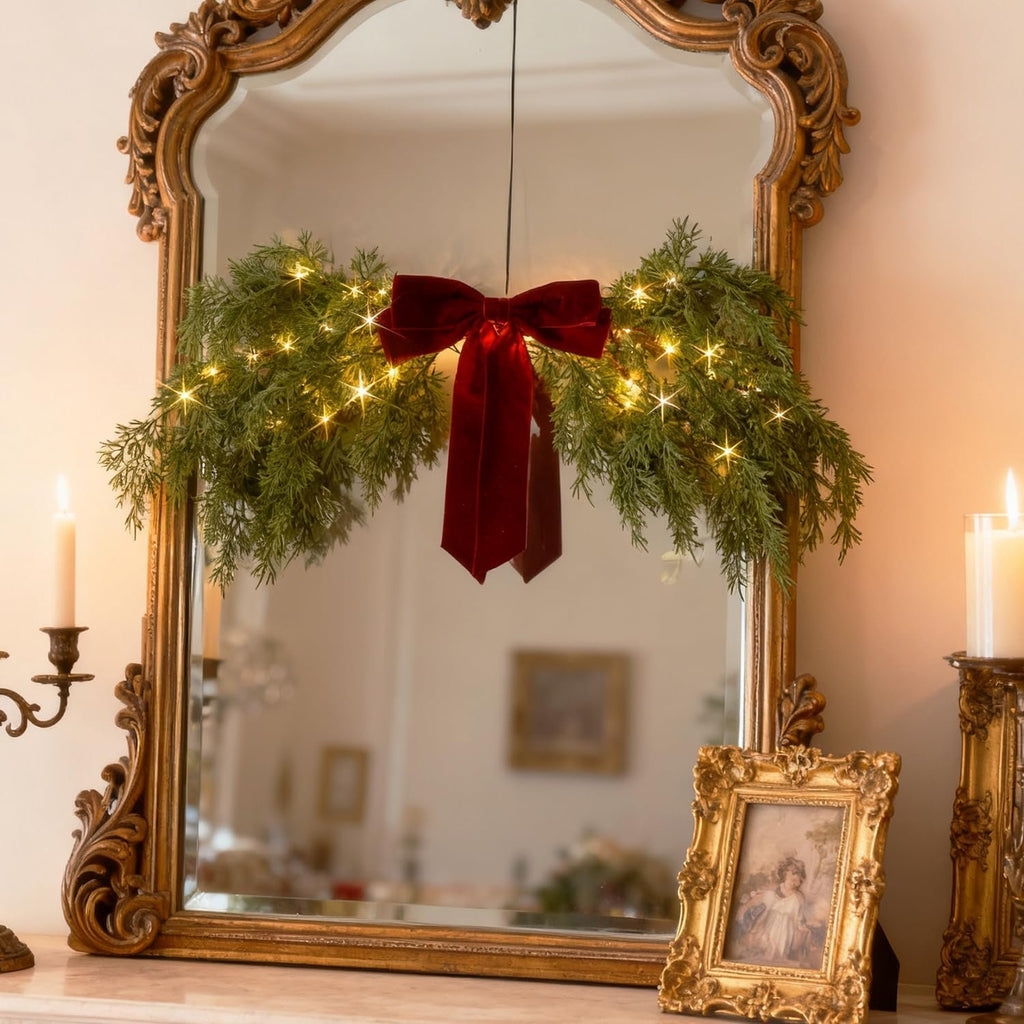 🎄Christmas Sales 50% OFF 🎀Lighted Cedar Pine Swag with LED Fairy Lights